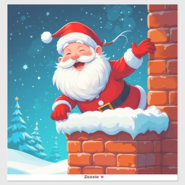Der Weihnachtsmann in Chimney Aufkleber (Blatt)