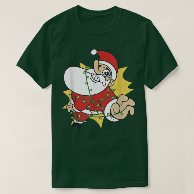 Der Weihnachtsmann in den Feenlichtern lustige Wei T-Shirt (Design vorne)