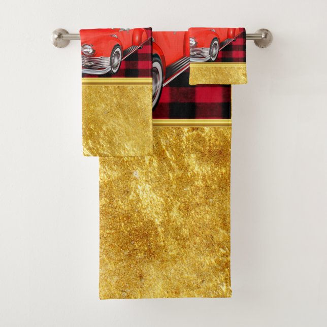 Der Weihnachtsmann in einem alten Oldtimer-Oldtime Badhandtuch Set (Insitu)