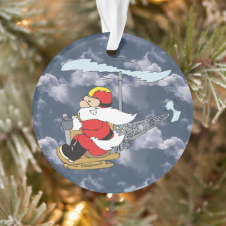 Der Weihnachtsmann in einem Hubschrauber Ornament