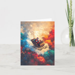 Der Weihnachtsmann in einem traumhaften Himmel Feiertagskarte