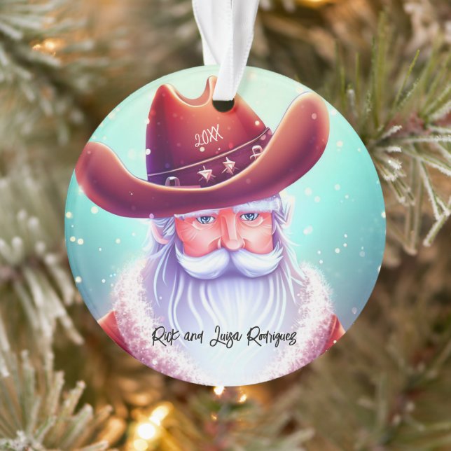 Der Weihnachtsmann in einem Western hat Weihnachte Ornament (Baum)