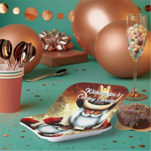 Der Weihnachtsmann in einem Western hat Weihnachte Pappteller
