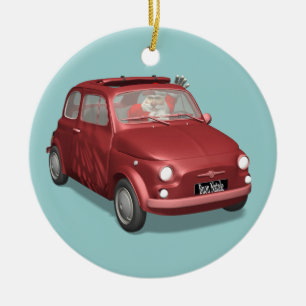 Der Weihnachtsmann in Fiat 500 Keramikornament