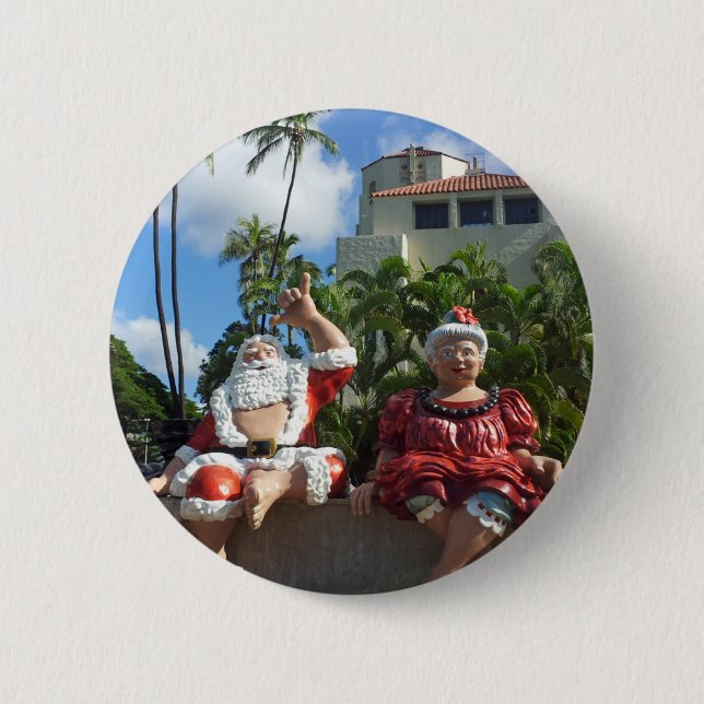 Der Weihnachtsmann in Hawaii Button (Vorderseite)