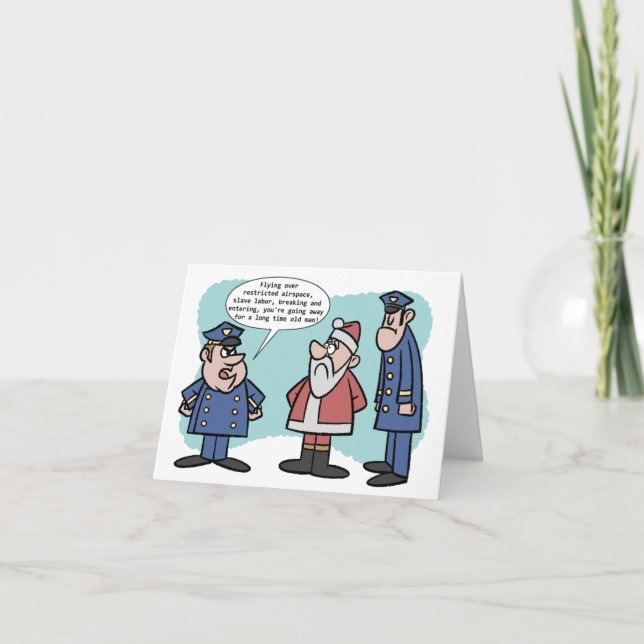 Der Weihnachtsmann in Schwierigkeiten Dankeskarte (Vorderseite)