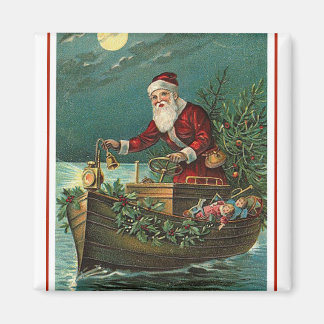 Der Weihnachtsmann in seinem Boot Magnet