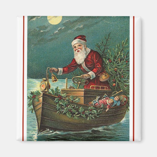 Der Weihnachtsmann in seinem Boot Magnet (Vorne)
