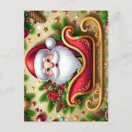 Der Weihnachtsmann in Sleigh Feiertagspostkarte