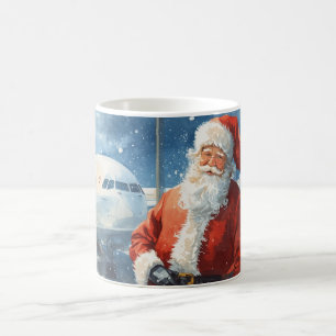 Der Weihnachtsmann ist am Flughafen Kaffeetasse