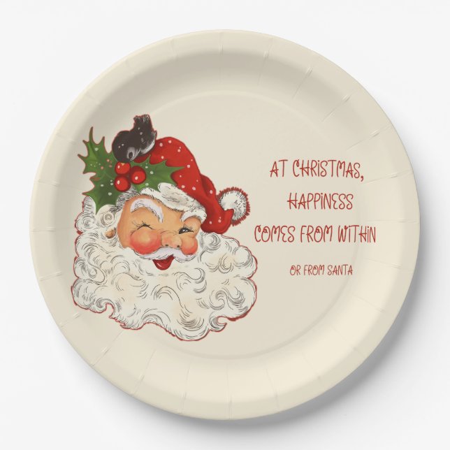 Der Weihnachtsmann ist ein Vintages Design Pappteller (Vorderseite)