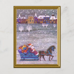 Der Weihnachtsmann ist unterwegs Feiertagspostkarte