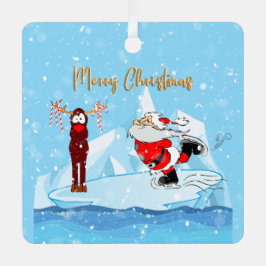 Der Weihnachtsmann kann den Skate Weihnachts Foto  Ornament Aus Metall