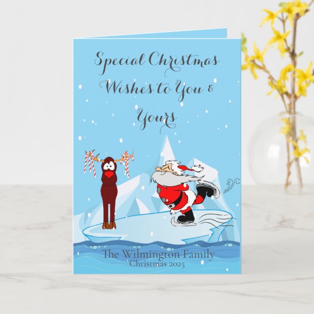 Der Weihnachtsmann kann nicht Skate Foto Weihnacht Karte (Gelbe Blume)