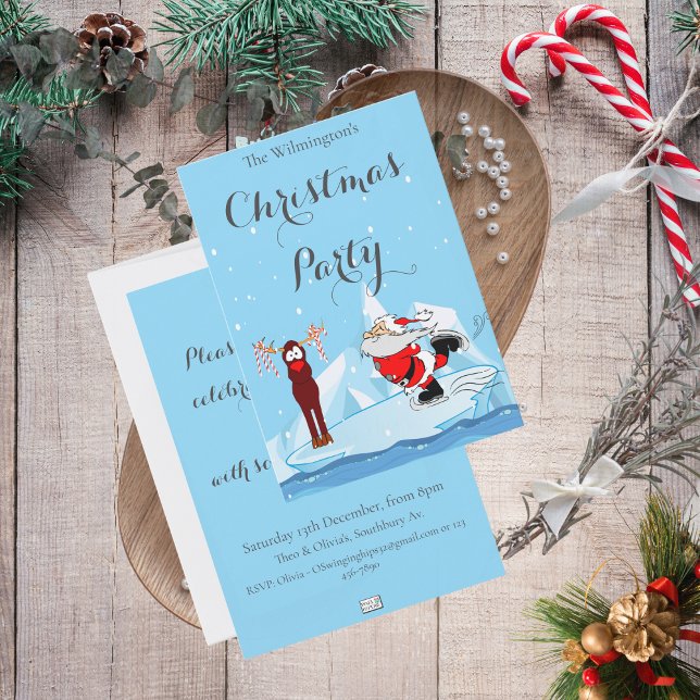 Der Weihnachtsmann kann Weihnachten nicht Skate Pa Einladung (Santa can't Skate Christmas Party Invitation)