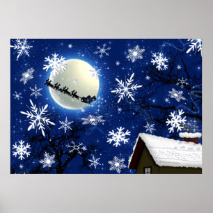 Der Weihnachtsmann kommt auf das Stadtplakat Poster