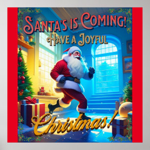 Der Weihnachtsmann kommt aus dem Schornstein! Poster