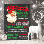 Der Weihnachtsmann kommt in das Weihnachtsfest Par Einladung<br><div class="desc">Poster inspiriert "Der Weihnachtsmann kommt in die Stadt" eine Nacht nur Weihnachten Party Einladung auf antikem Leinenuntergrund</div>