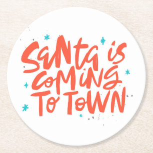 Der Weihnachtsmann kommt in die Stadtplanung Runder Pappuntersetzer