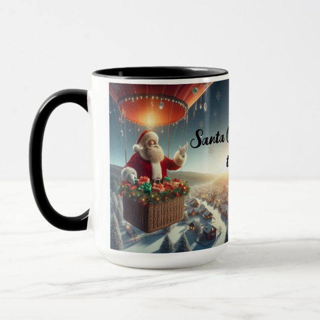 Der Weihnachtsmann kommt in die Weihnachtskaffee-T Tasse (Links)