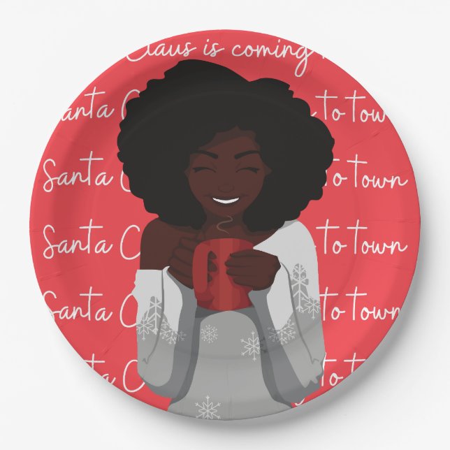 Der Weihnachtsmann kommt ins Party Pappteller (Vorderseite)