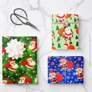 Der Weihnachtsmann kommt mit einer riesigen Tasche Geschenkpapier Set