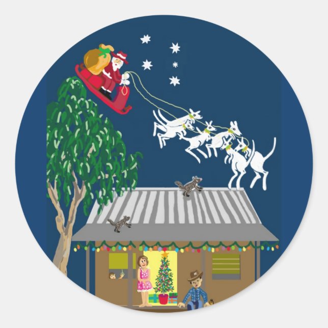 Der Weihnachtsmann kommt Runder Aufkleber (Vorderseite)