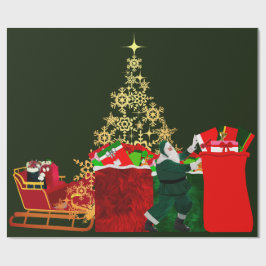 Der Weihnachtsmann kommt zum Umschlagpapier Geschenkpapier
