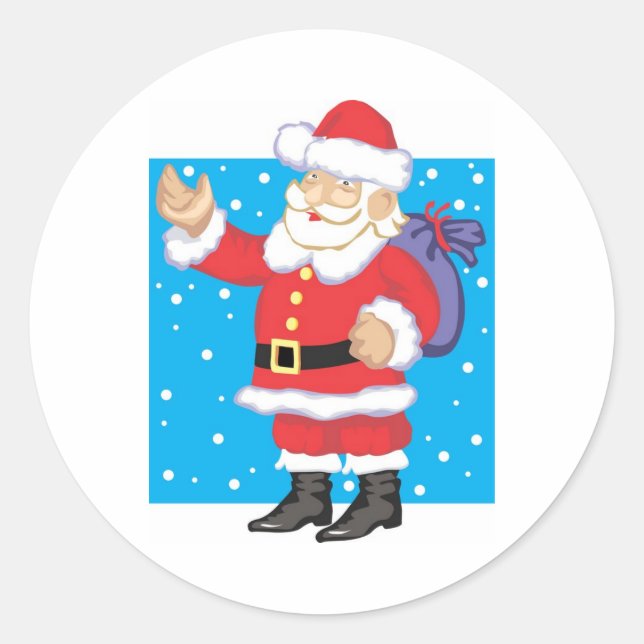 Der Weihnachtsmann lächelt Runder Aufkleber (Vorderseite)