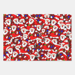 Der Weihnachtsmann lachen und das Muster eines läc Geschenkpapier Set