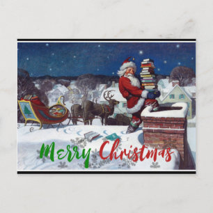 Der Weihnachtsmann liefert Bücher von Wyeth Postkarte