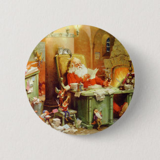 Der Weihnachtsmann macht seine Liste, überprüft si Button