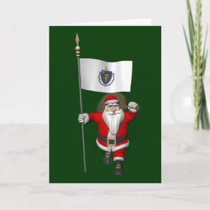Der Weihnachtsmann mit Abschluss von Massachusetts Feiertagskarte