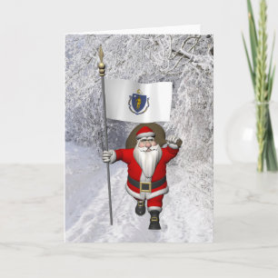 Der Weihnachtsmann mit Abschluss von Massachusetts Feiertagskarte