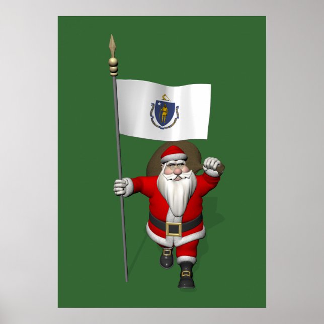 Der Weihnachtsmann mit Abschluss von Massachusetts Poster (Vorne)