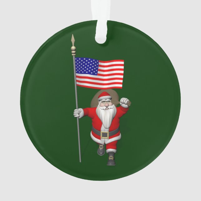 Der Weihnachtsmann mit Abtritt der USA Ornament (Rückseite)