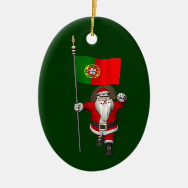Der Weihnachtsmann mit Abtritt Portugals Keramik Ornament (Vorne)