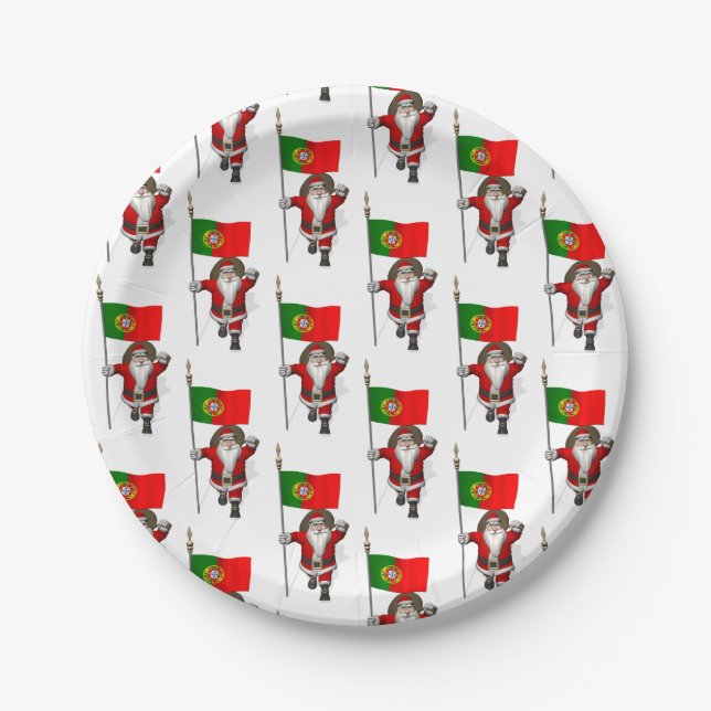 Der Weihnachtsmann mit Abtritt Portugals Pappteller (Vorderseite)