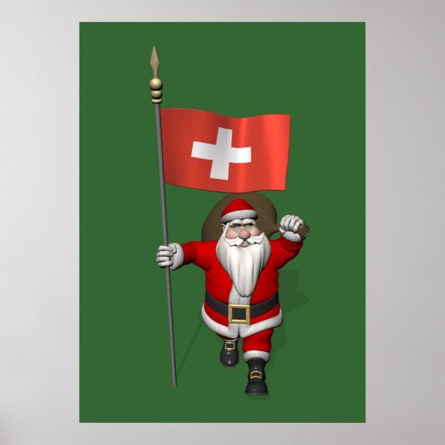 Der Weihnachtsmann mit Abzeichen der Schweiz Poster (Vorne)