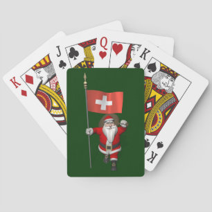 Der Weihnachtsmann mit Abzeichen der Schweiz Spielkarten