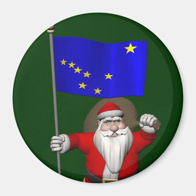 Der Weihnachtsmann mit Abzeichen von Alaska Magnet (Vorne)