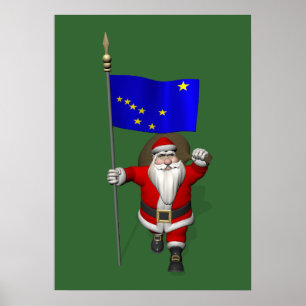 Der Weihnachtsmann mit Abzeichen von Alaska Poster