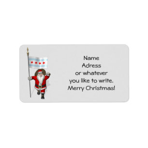 Der Weihnachtsmann mit Abzeichen von Chicago Adressaufkleber