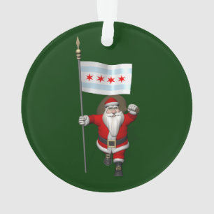 Der Weihnachtsmann mit Abzeichen von Chicago Ornament