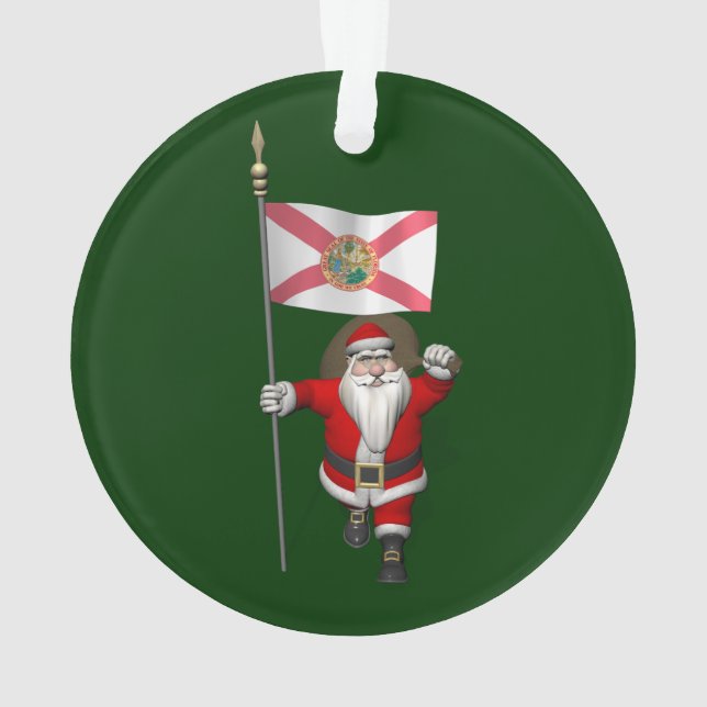 Der Weihnachtsmann mit Abzeichen von Florida Ornament (Rückseite)