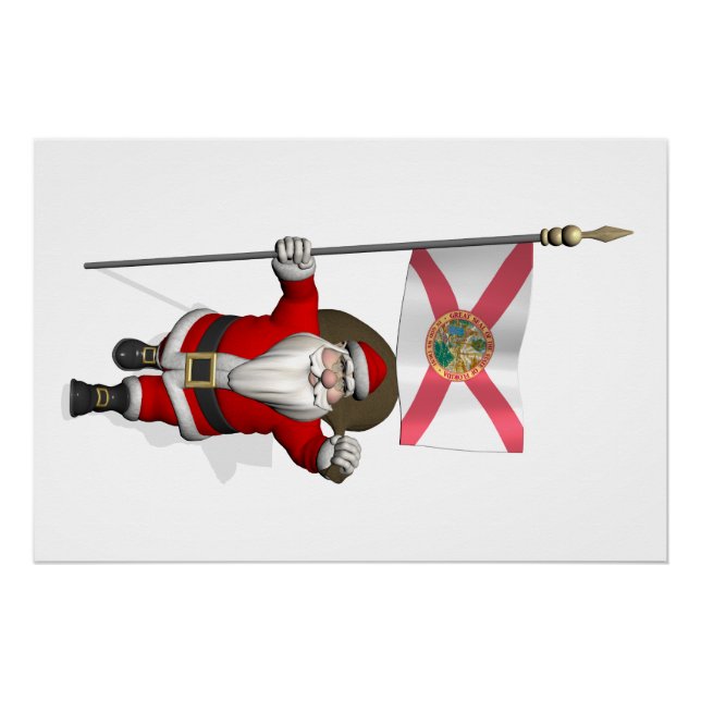 Der Weihnachtsmann mit Abzeichen von Florida Poster (Vorderseite)