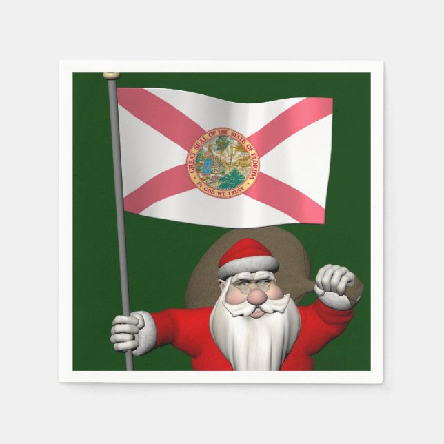Der Weihnachtsmann mit Abzeichen von Florida Serviette (Vorderseite)