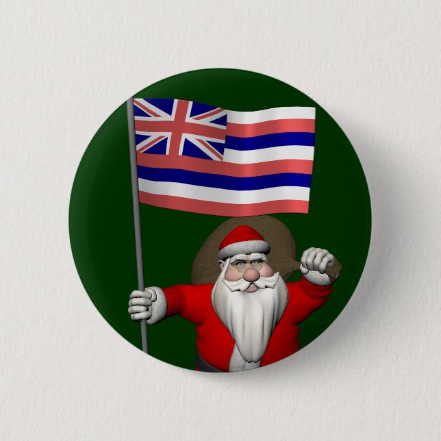 Der Weihnachtsmann mit Abzeichen von Hawaii Button (Vorderseite)