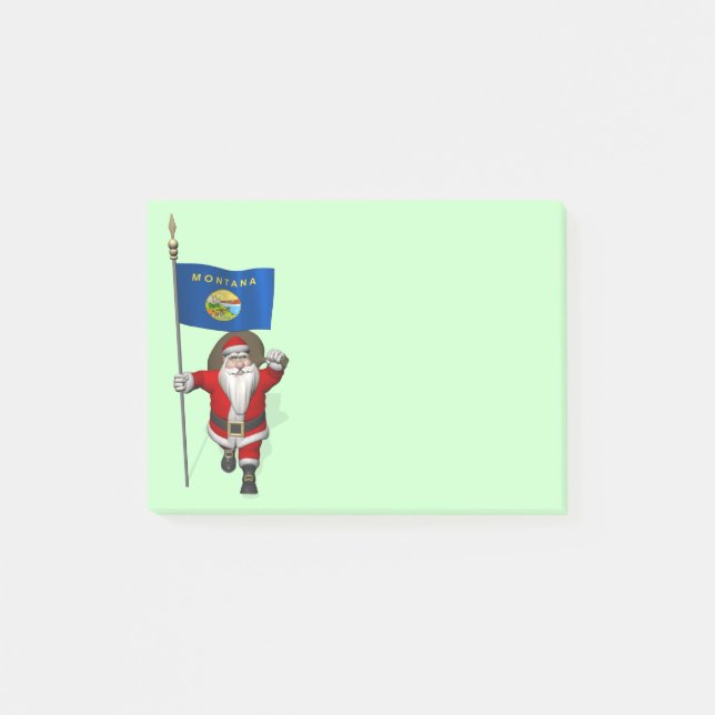 Der Weihnachtsmann mit Abzeichen von Montana Post-it Klebezettel (Vorderseite)