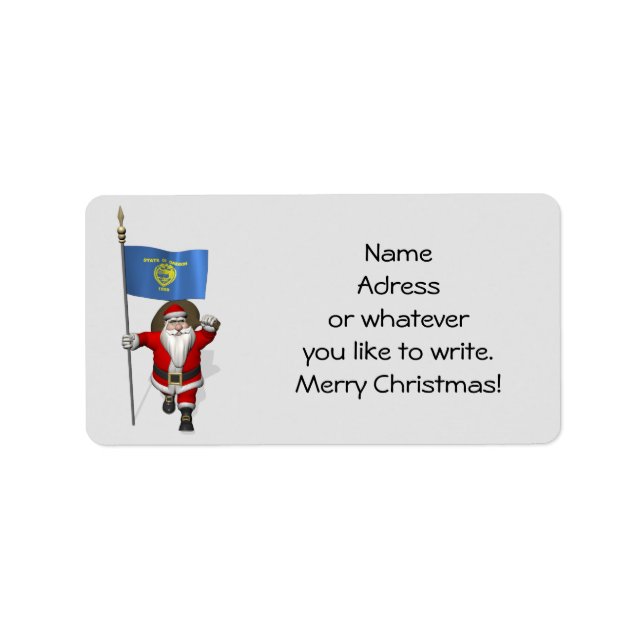 Der Weihnachtsmann mit Abzeichen von Oregon Adressaufkleber (Vorne)